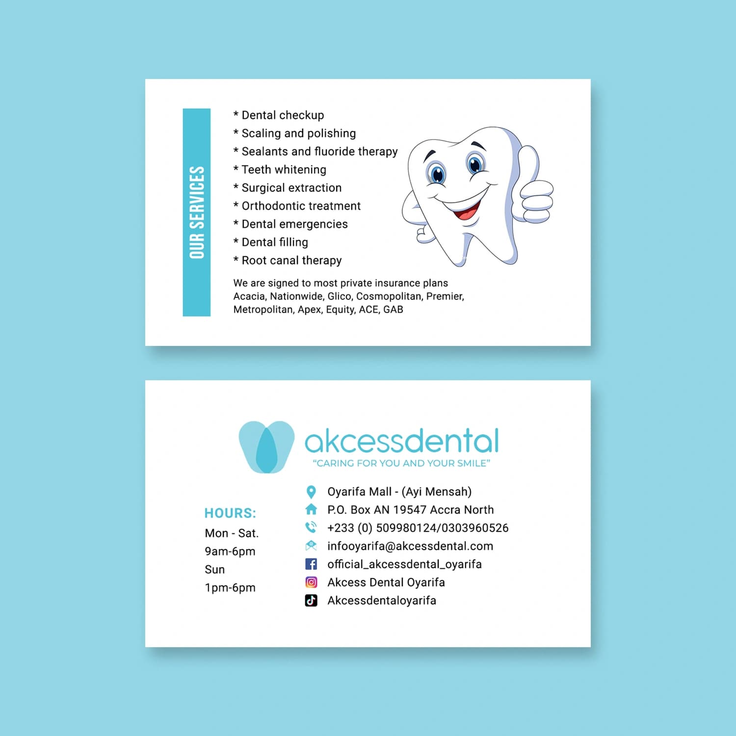 Service flier for Akcess Dental