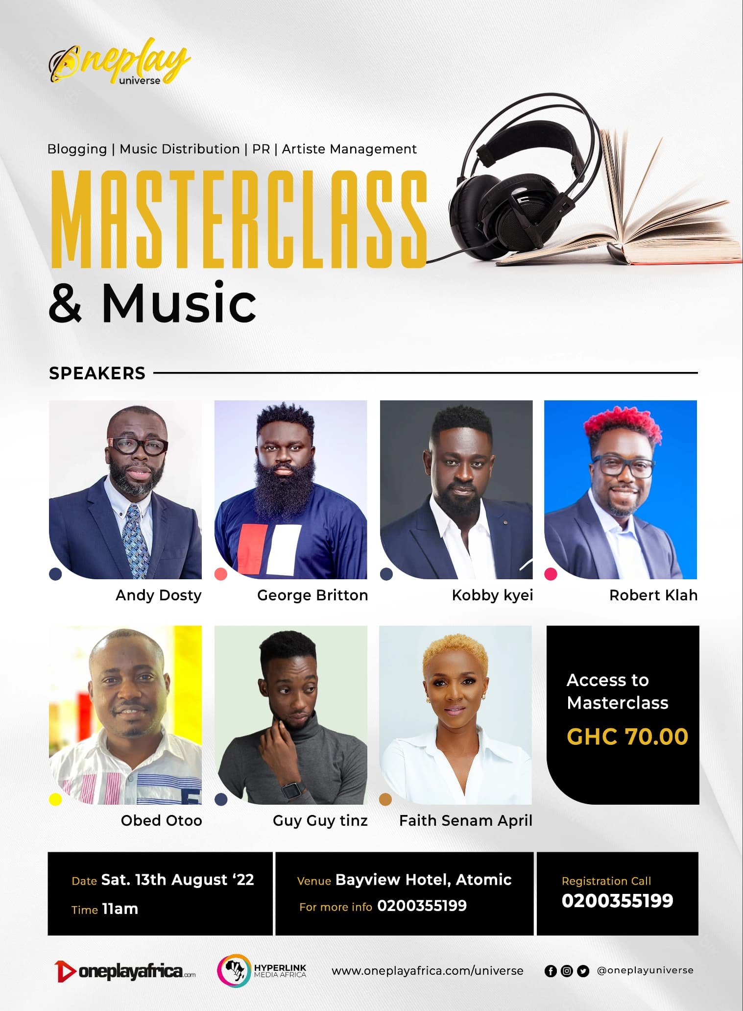 Poster for the Oneplay Masterclass and music event